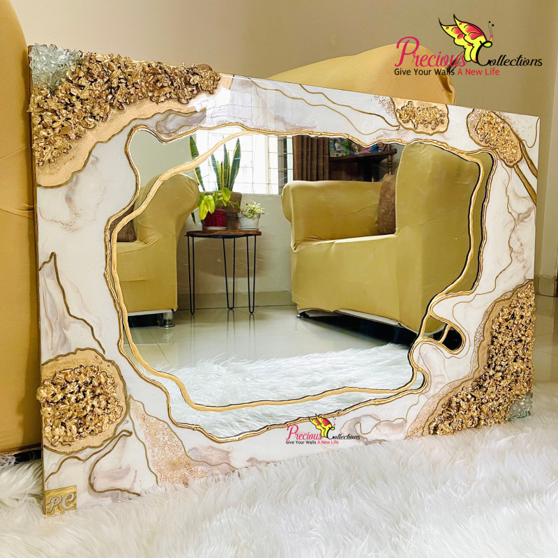 Epoxy Resin Mirror With Crystal Stones